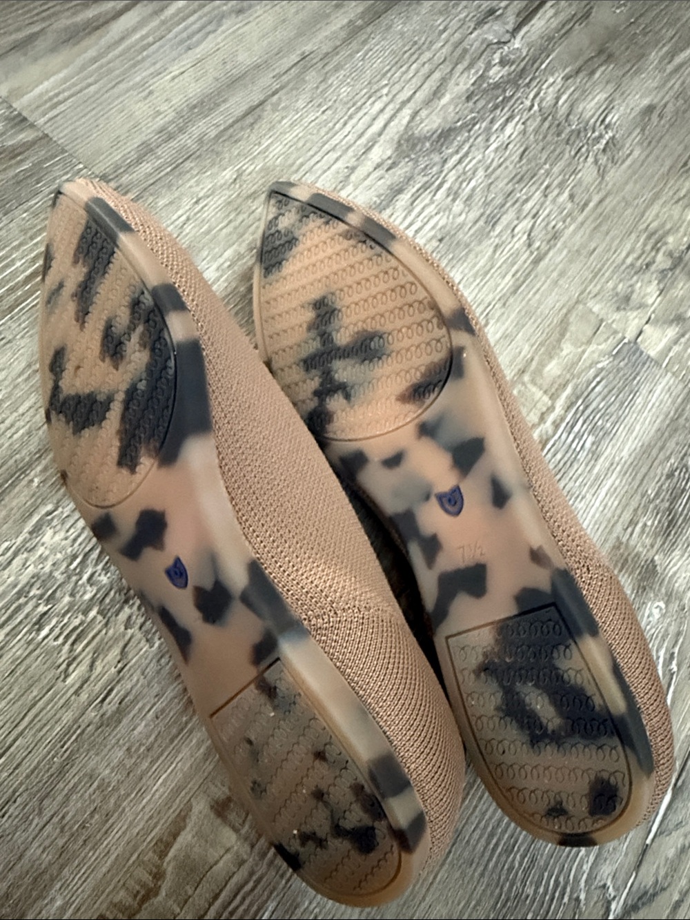 Rothy's Pointed Toe Flats in Taupe with Blue Accent 7.5 - Picture 8 of 9